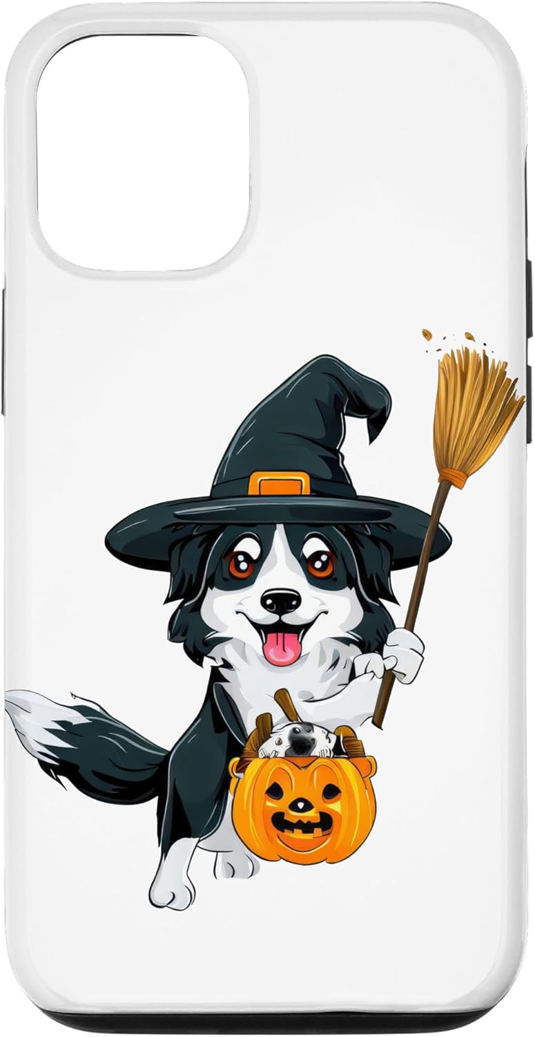 iPhone 14 Border Collie Halloween Witches Costume For Lover Dog Case