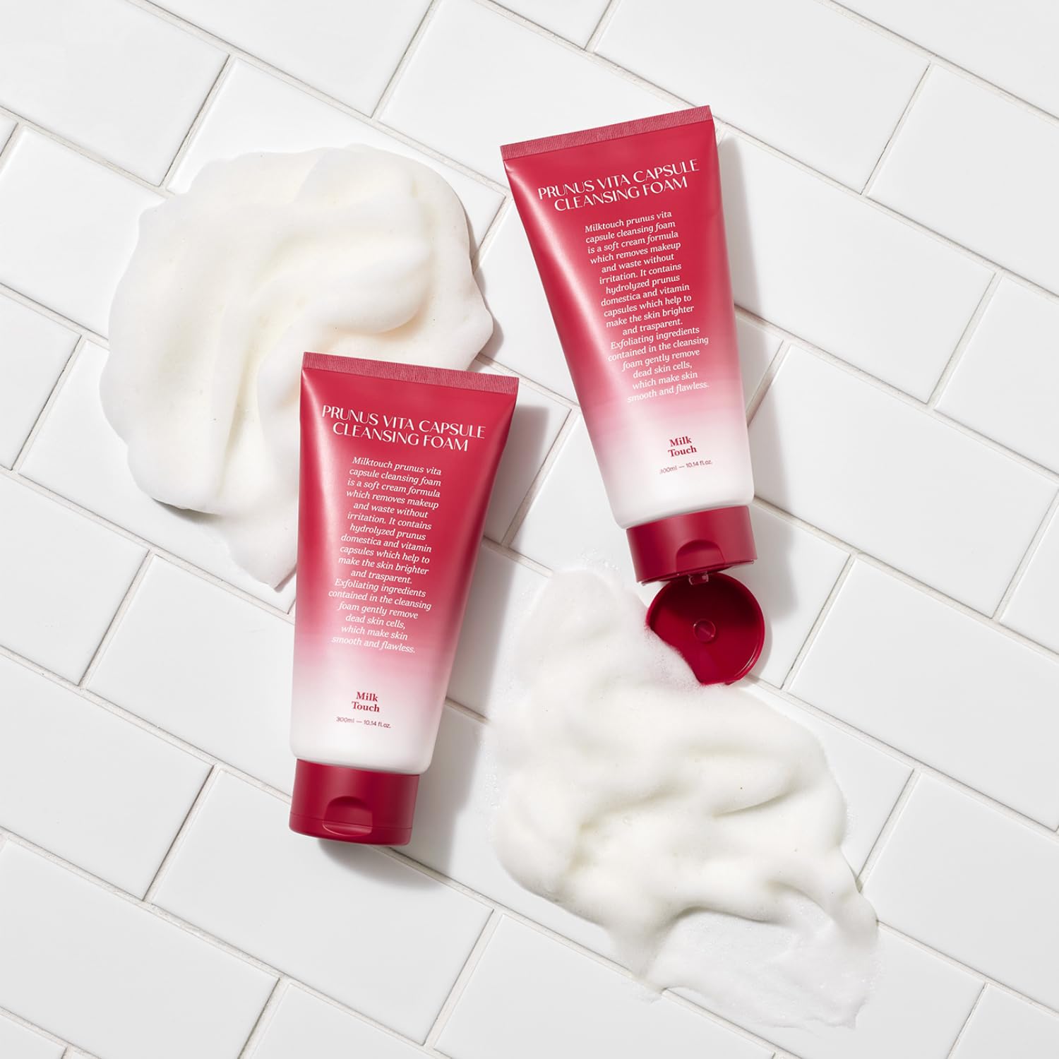 MILKTOUCH Prunus Vita Capsule Limpiador espumoso para todo tipo de piel  Lavado facial espumoso para piel grasa limpiador facial suave  Limpiador