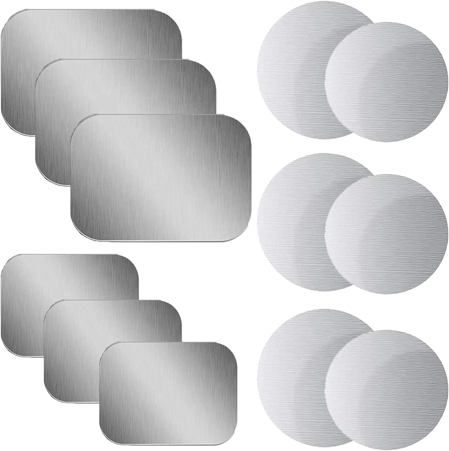 Paquete de 12 placas de metal de 4 tamaños diferentes para teléfono, soporte magnético para automóvil con adhesivo 3M, compatible con soportes