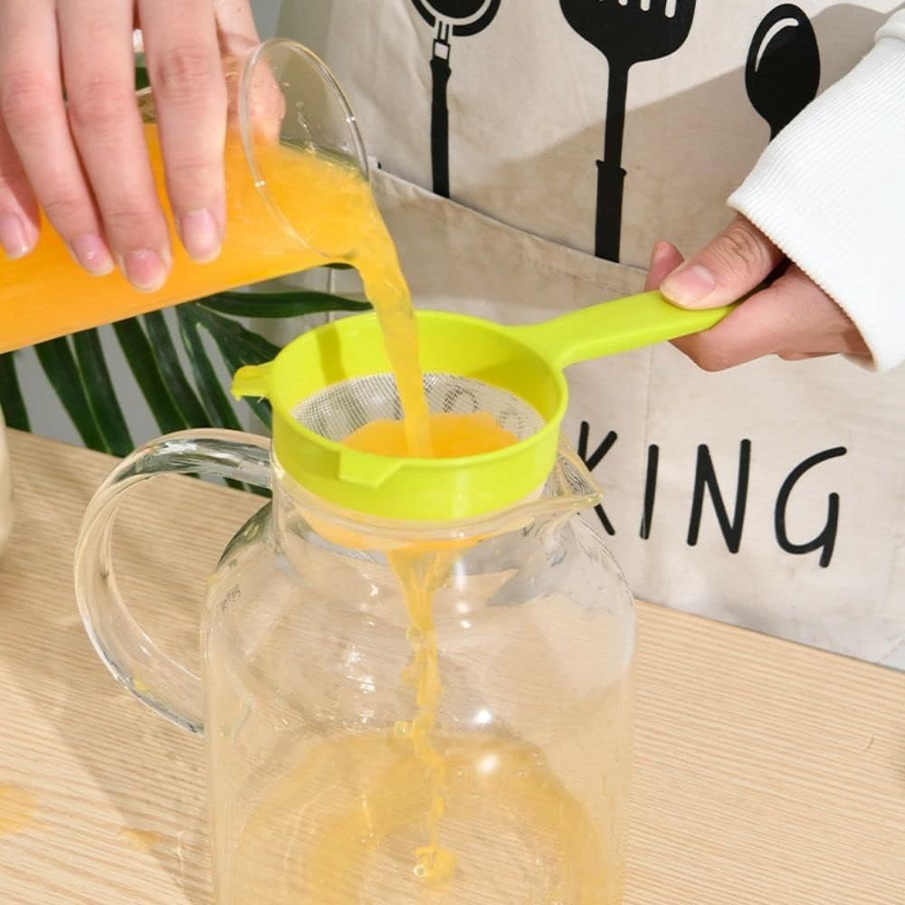 3 unidsset de plástico de malla fina colador de tamiz de alimentos colador con mango para hornear herramienta de cocina té jugo pasta tamiz