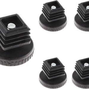 SQXBK Tapones de tuerca de tubo cuadrado de plástico ajustables, 25 x 25 pulgadas, pies de nivelación de altura negros, insertos cuadrados, medidor SQXBK Tapones de tuerca de tubo cuadrado de plástico ajustables, 25 x 25 pulgadas, pies de nivelación de altura negros, insertos cuadrados, medidor