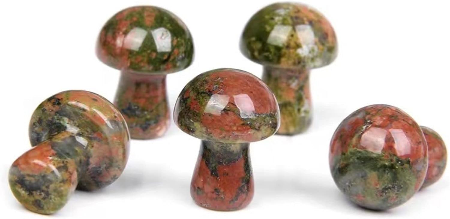 15 piezas de piedras naturales de colores surtidos, escultura de hongos, decoración de cristal para manualidades en el hogar, maceta, piedras