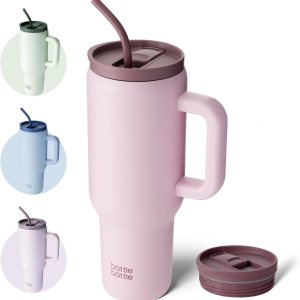 BOTTLE BOTTLE Vaso de 40 onzas con asa y pajita, taza de viaje al vacío de acero inoxidable para automóvil, botella de agua al vacío de acero BOTTLE BOTTLE Vaso de 40 onzas con asa y pajita, taza de viaje al vacío de acero inoxidable para automóvil, botella de agua al vacío de acero