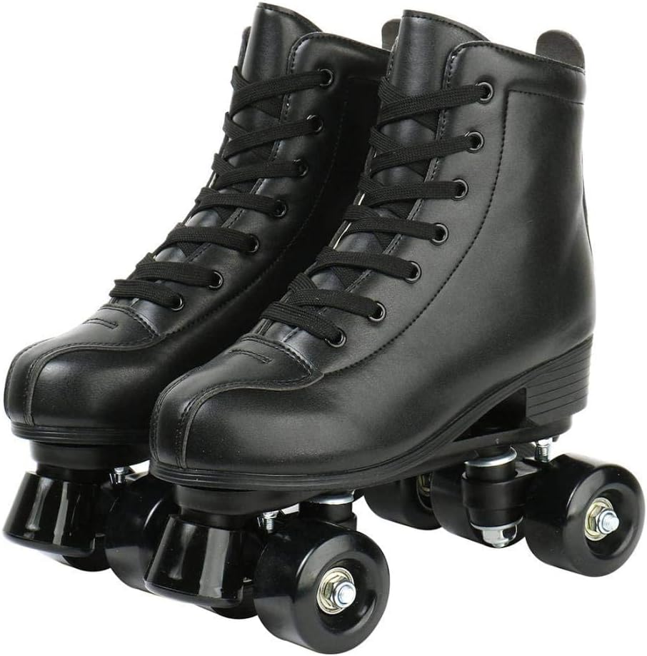 XUDREZ Patines de ruedas de doble fila para unisex, patines de piel sintética, patines de cuatro ruedas, patines brillantes