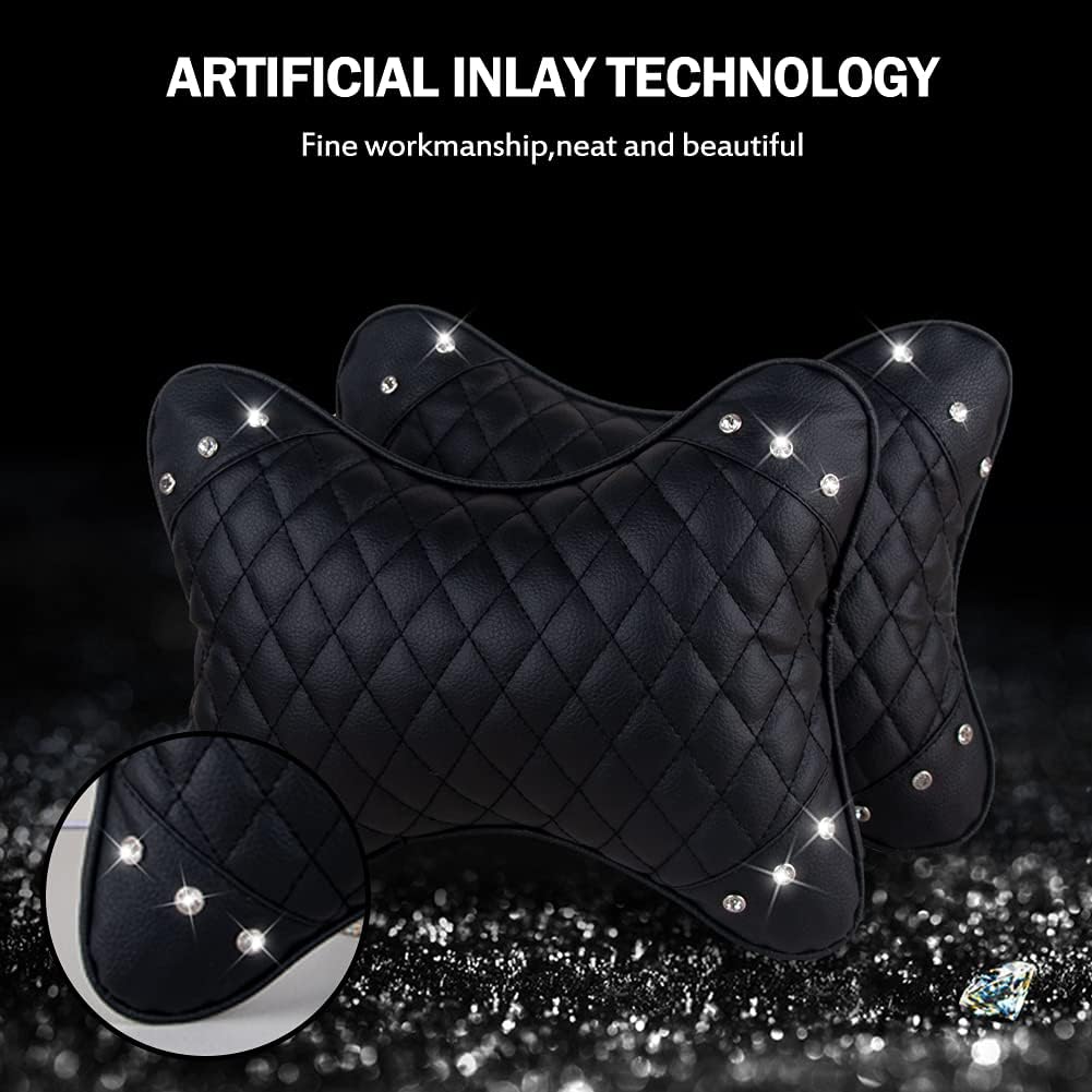eing Almohada para el cuello del automóvil, transpirable, cojín de descanso para la cabeza y el cuello, con cristales brillantes, para relajarse,