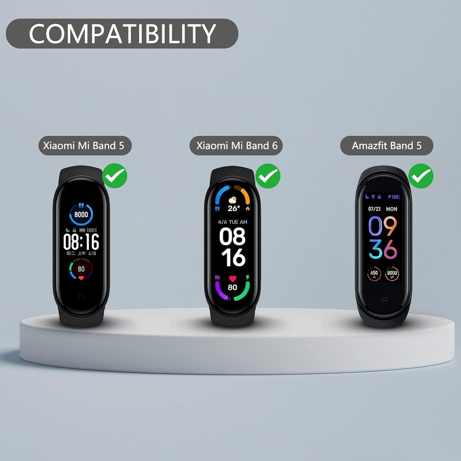 Wanme Bandas para Amazfit Band 5 correas de repuesto para mujeres y hombres, paquete de 2 correas deportivas de silicona compatibles con Amazfit