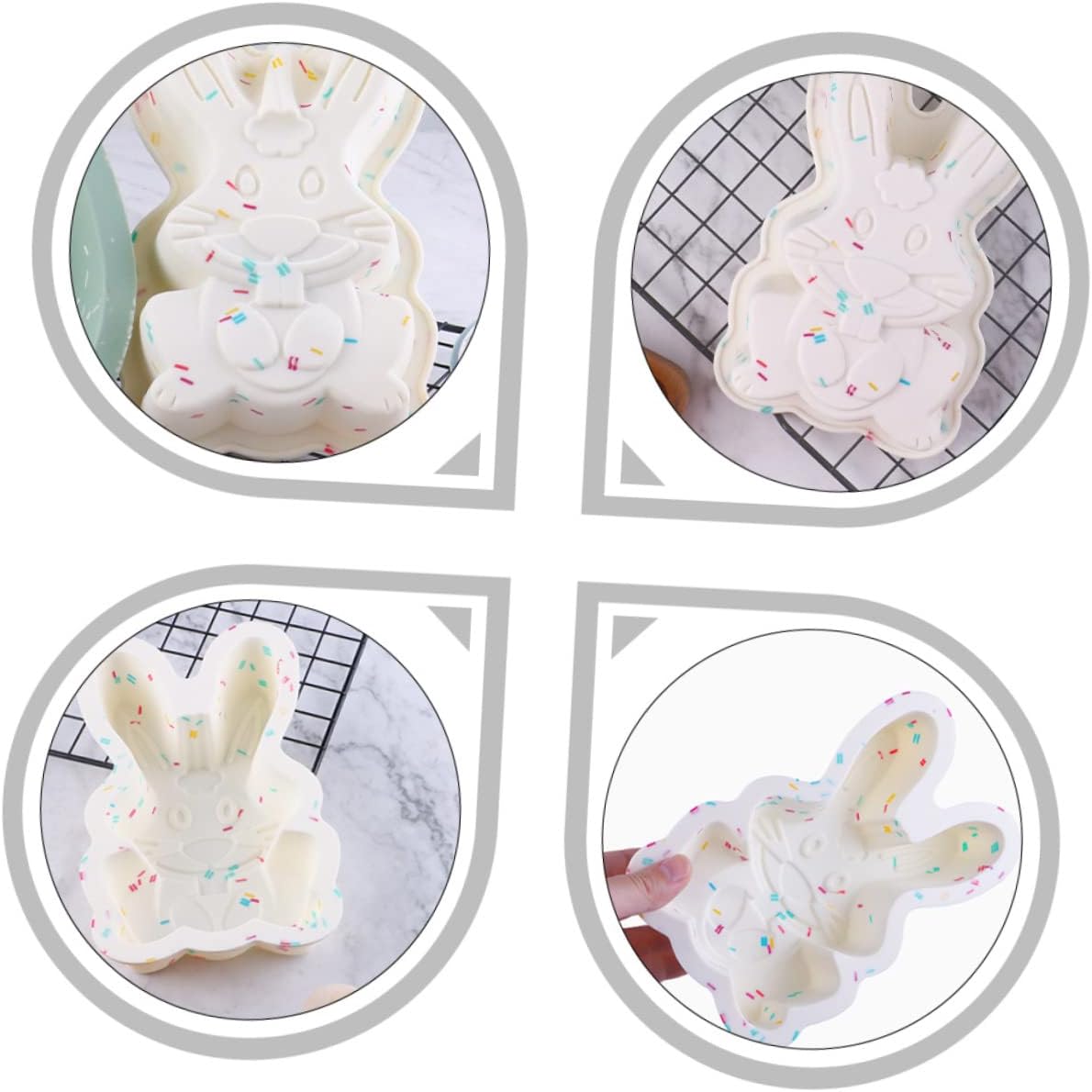 Jalea de Pascua Huevo de Pascua Molde de Silicona Pastel de Huevo de Pascua Pudín de Silicona Conejito Hornear Galletas Mantequilla de Maní Conejito