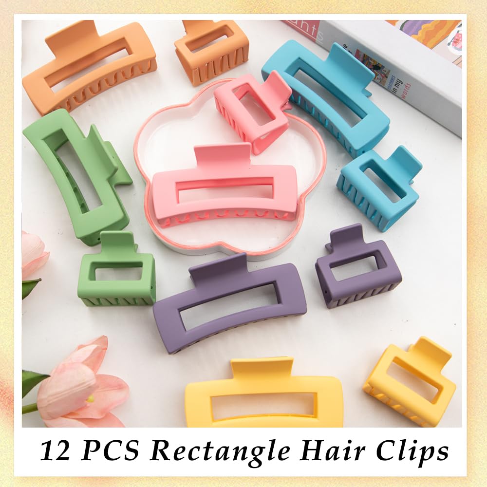 Paquete de 12 pinzas para el cabello grandes de color brillante, pinzas para el cabello para mujeres y niñas, pinzas de pelo de agarre fuerte para