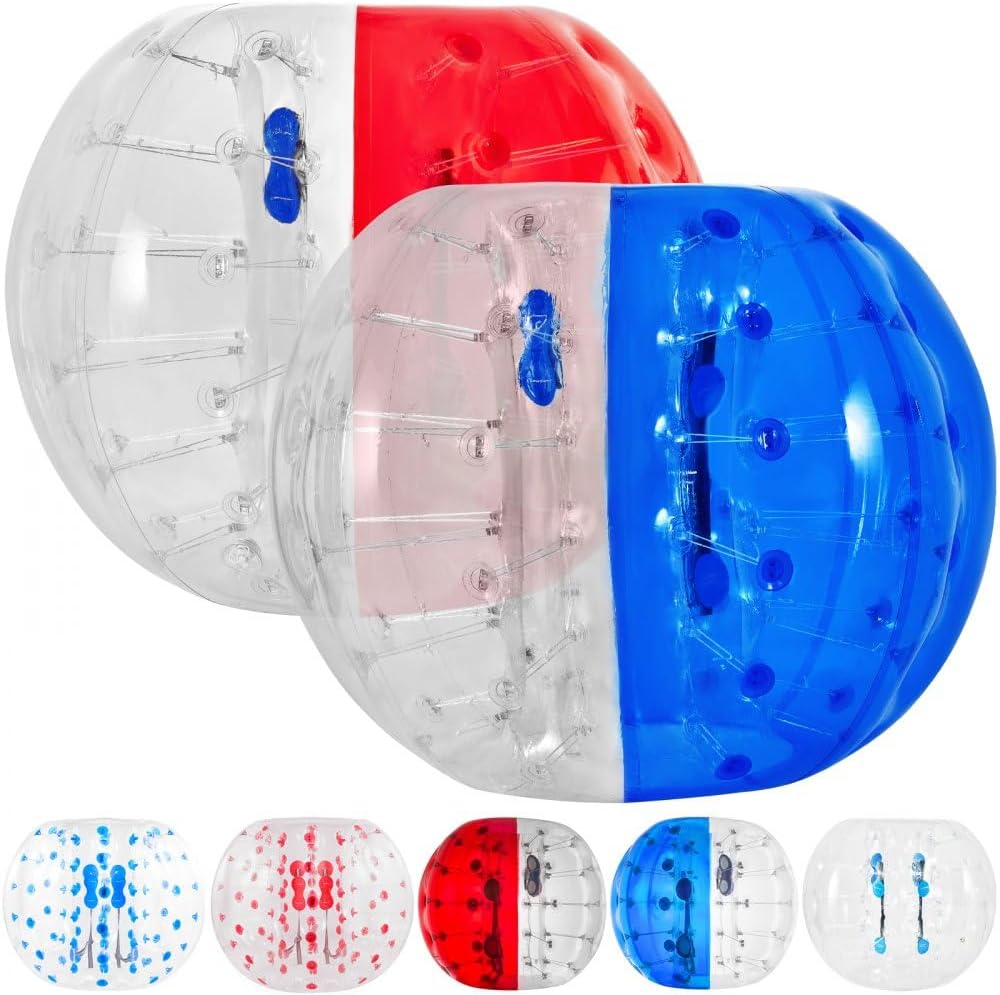 WACTO Pelota de parachoques inflable para adultos o niños, pelota de fútbol de burbujas de 5 pies de diámetro, fácil de inflar, bola zorb roja y