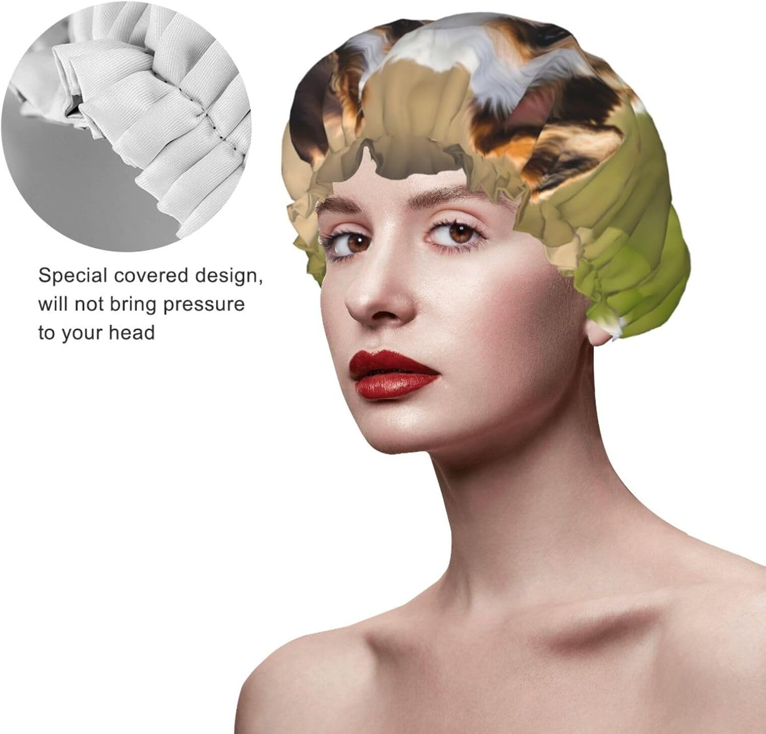 Israeli Flag Shower Cap For Women, Elastic And Reusable,Double Waterproof Layers Bathing Hat