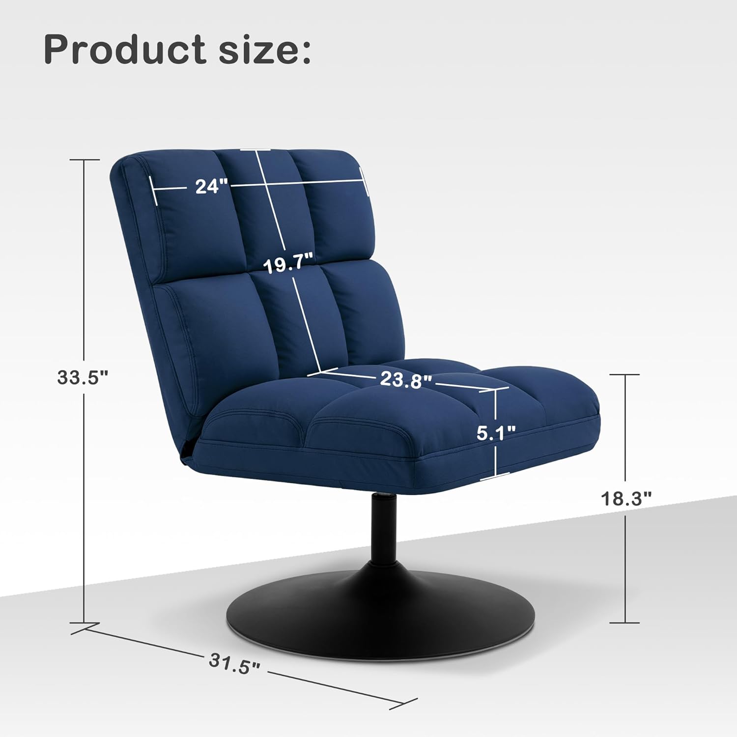 MCombo Sillas decorativas giratorias, silla tapizada sin brazos con costuras sin botones, sillas de ocio modernas para sala de estar, dormitorio