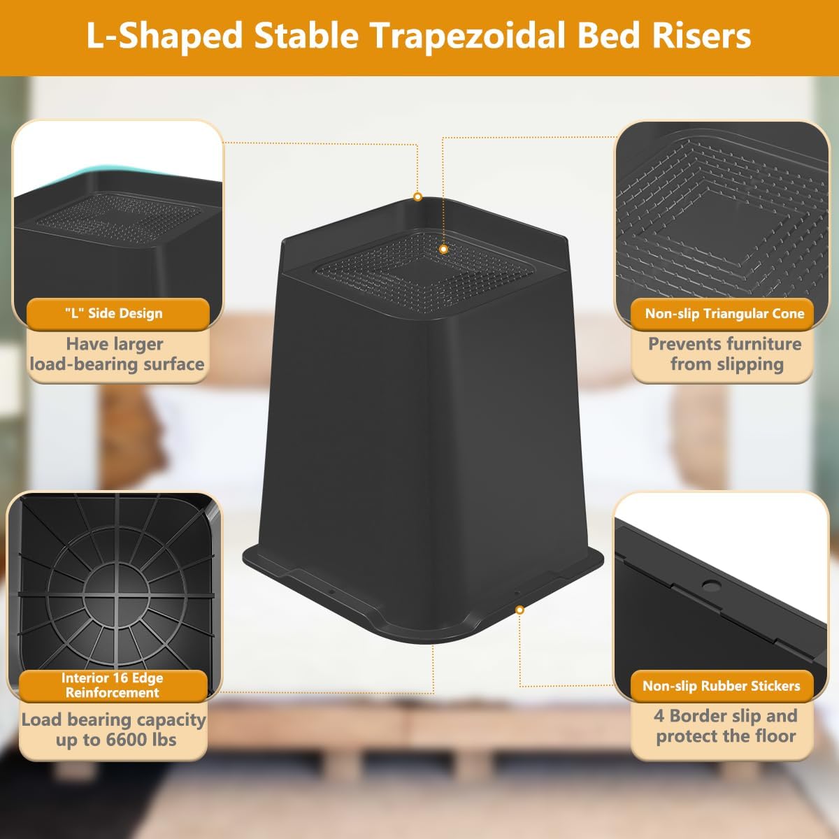 Elevadores de cama, elevadores de muebles de 6 pulgadas para escritoriosofámesa y elevadores de patas de silla, amplían y amplían el diseño