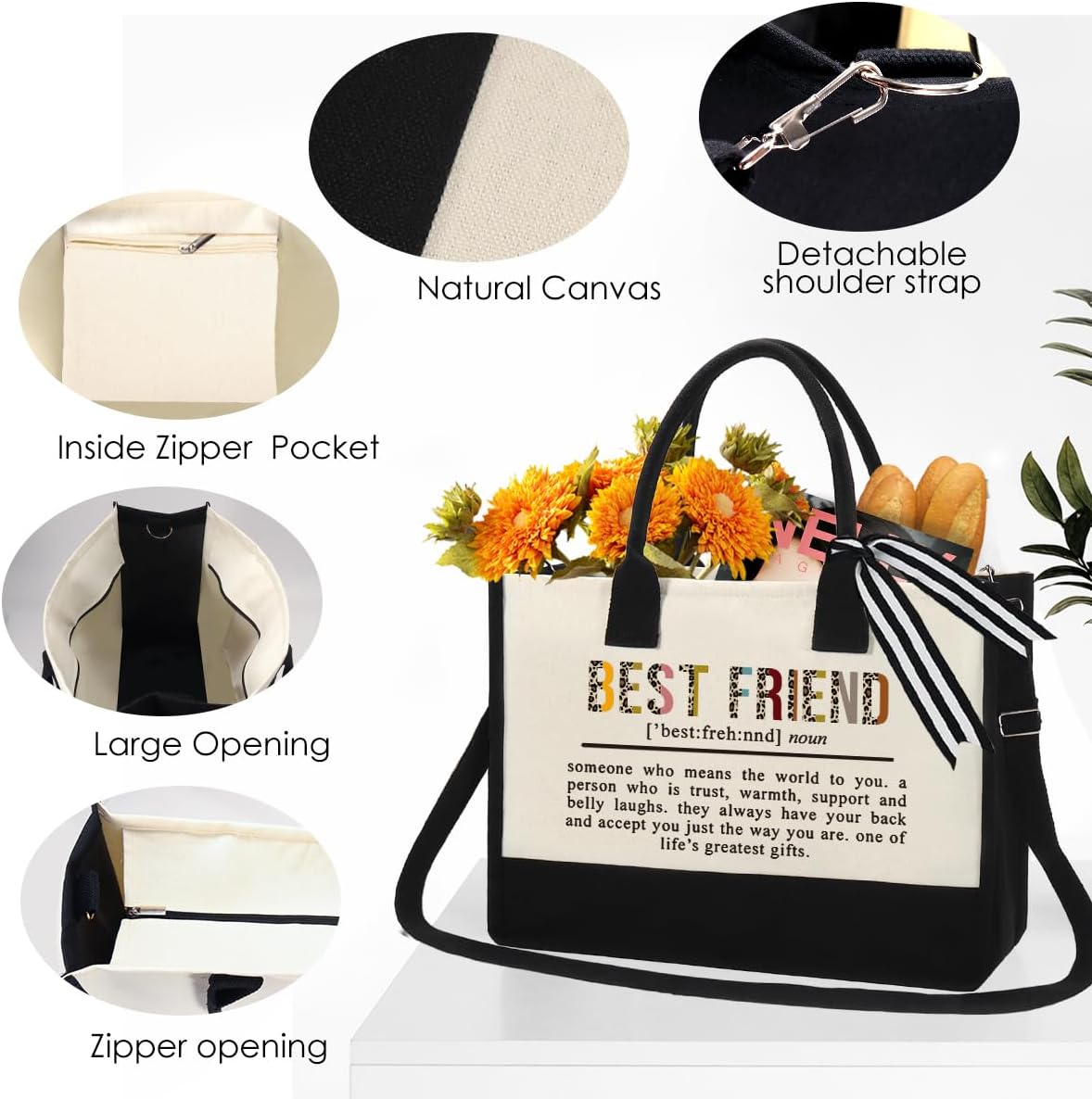 Regalos para mejores amigas, mujeres, regalos para amigas para niñas, bolsa de lona con cremallera, regalos de cumpleaños para mujeres, bolsa de