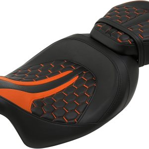 XFMT Asiento de pasajero de dos piezas para motocicleta de dos piezas, de perfil bajo, para Harley Touring CVO Road King Road Glide, Street Glide, XFMT Asiento de pasajero de dos piezas para motocicleta de dos piezas, de perfil bajo, para Harley Touring CVO Road King Road Glide, Street Glide,