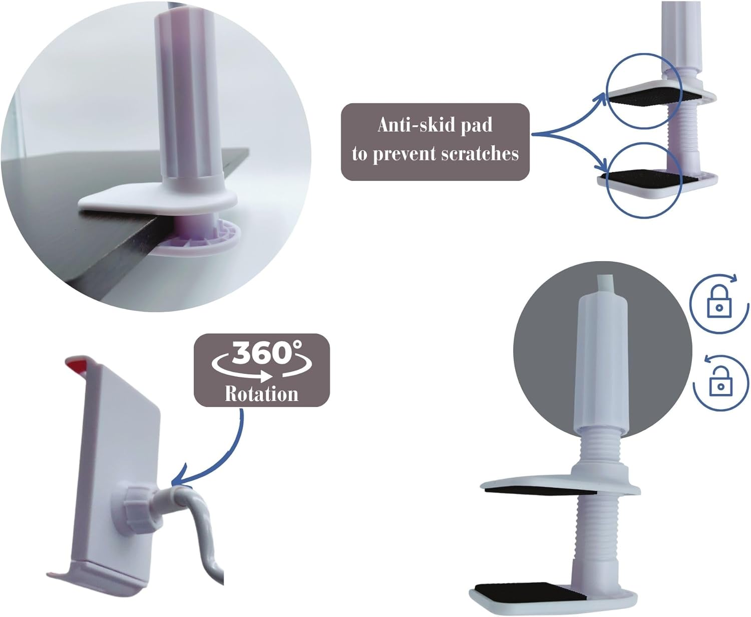Soporte para teléfono celular, soporte universal flexible de cuello de cisne de brazo largo para escritorio, cama, compatible con iPhone 14 Plus Pro