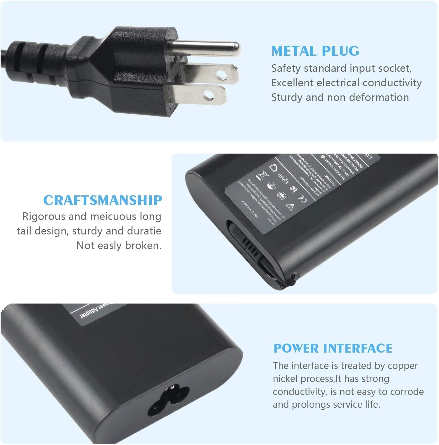 Cargador adaptador de CA para Dell Inspiron 14 7490, 13 7306, 14 7000 (7400), (7415), 14 7000 (7420), (7430) 2 en 1