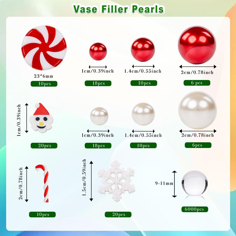 4136 perlas de relleno de jarrón de Navidad para rellenos de jarrones, velas flotantes con 8 velas flotantes, cuentas de geles de agua para Navidad,
