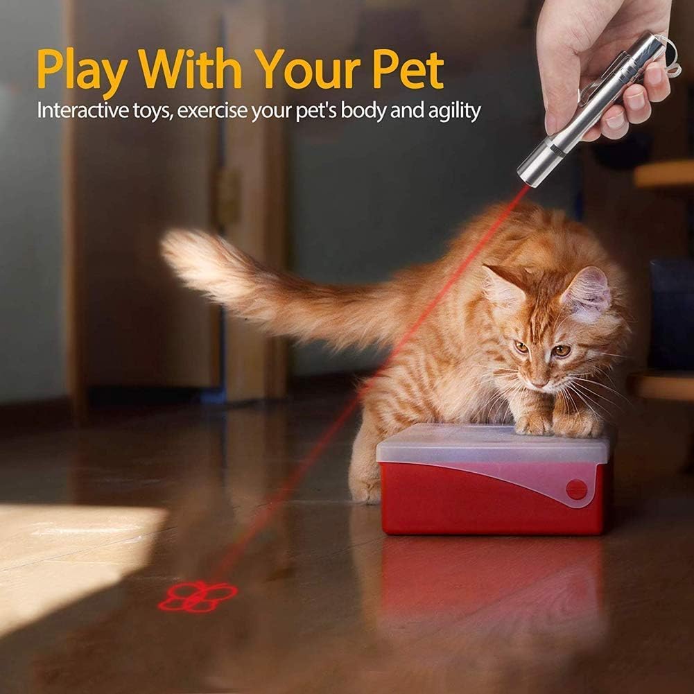 Juguete de puntero láser para gatos de interior, juguete interactivo para gatos, puntero láser de luz roja, multimodo recargable por USB, juguete