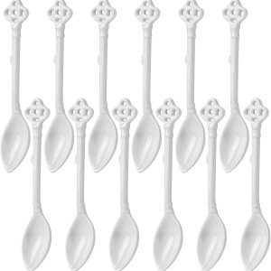 Juego de 12 cucharas de café de cerámica con mango largo, cucharas de café Demitasse de porcelana, cucharas de café pequeñas de porcelana (blanco) Juego de 12 cucharas de café de cerámica con mango largo, cucharas de café Demitasse de porcelana, cucharas de café pequeñas de porcelana (blanco)