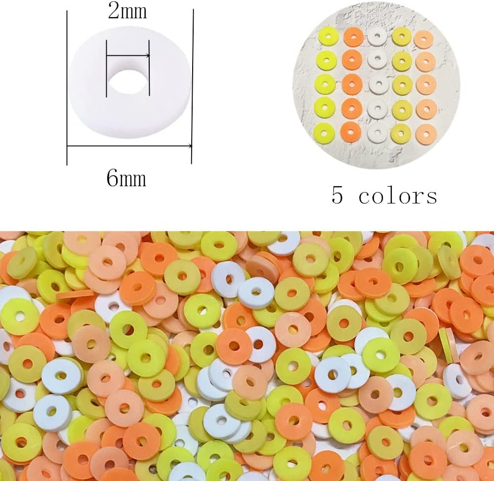 3000 cuentas de arcilla planas redondas de vinilo Heishi, cuentas espaciadoras de polímero para hacer joyas, pulseras, collares, colgantes,