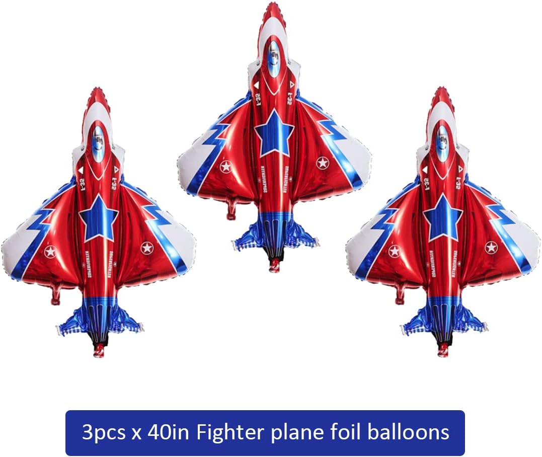 3 globos de avión de caza con dibujos animados para fiesta voladora de cumpleaños, globos de aluminio para decoración de globos de avión, juguete