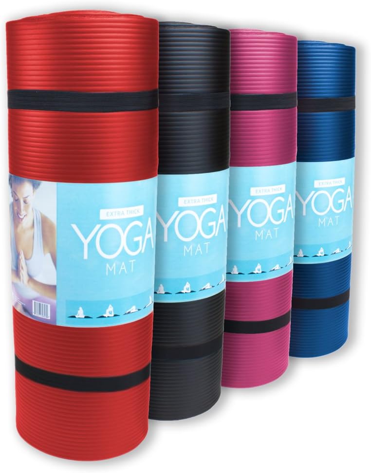 Alfombra para yoga Crown Sporting Goods extra gruesa, de 34 pulgadas, con rugosidad antiadherente