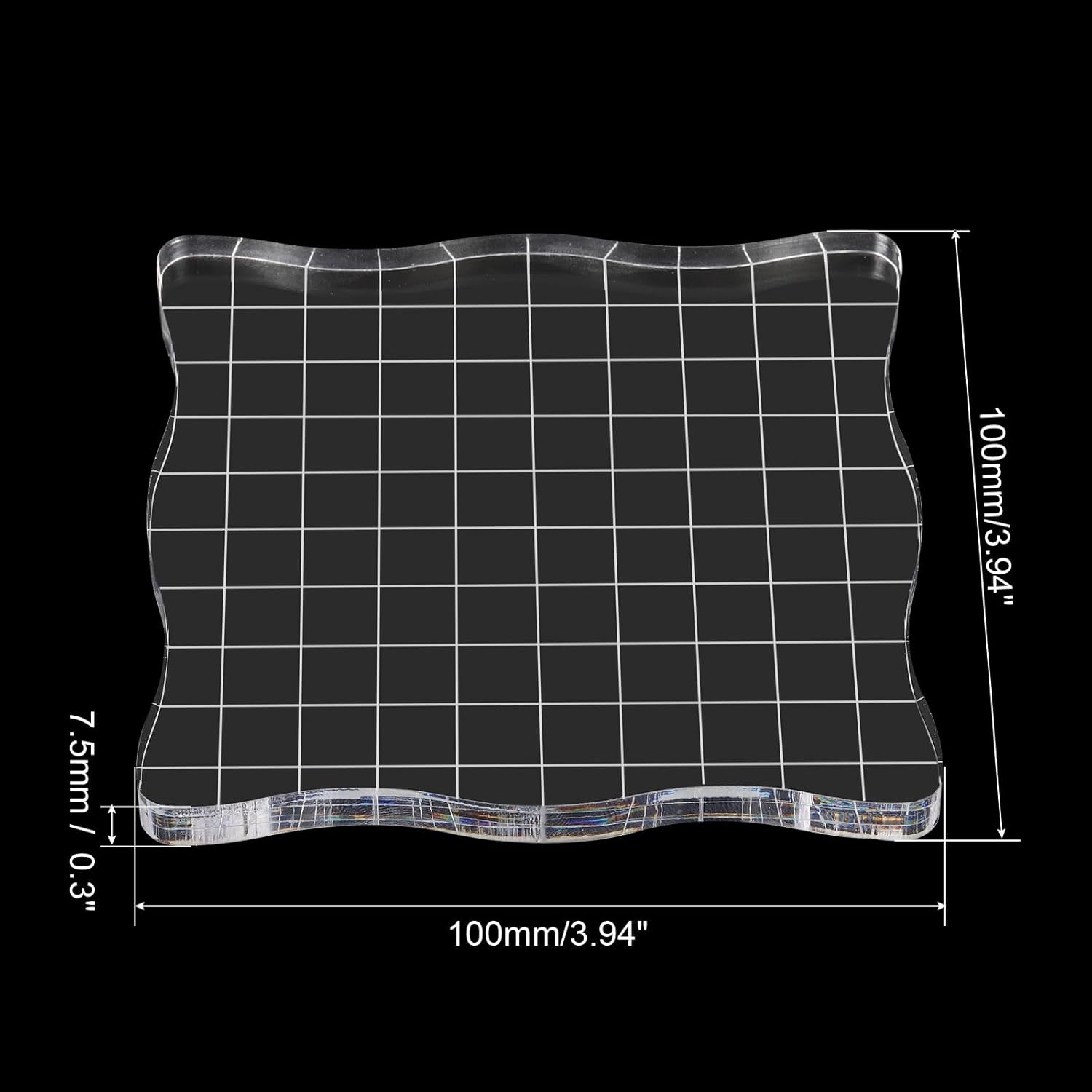 PATIKIL Bloque de sello acrílico de 4 x 4 pulgadas, paquete de 2 bloques de estampado transparentes con líneas de cuadrícula, bloques de montaje