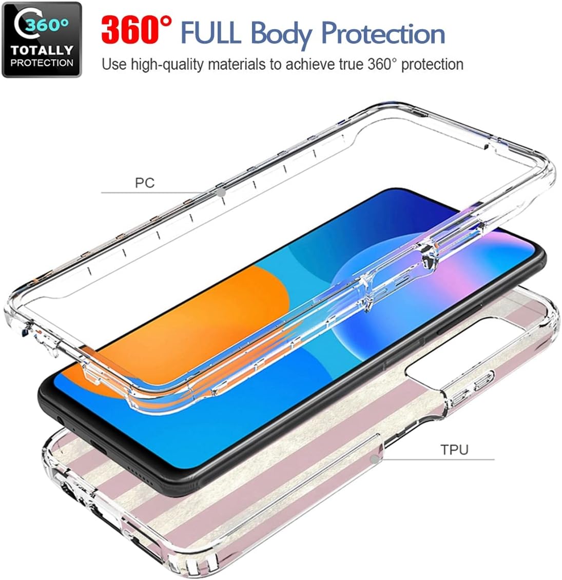Funda para teléfono P Smart 2021Huawei Y7AEnjoy 20 SE PPA-LX2 con protector de pantalla de vidrio templado, bonito diseño de bandera transparente de