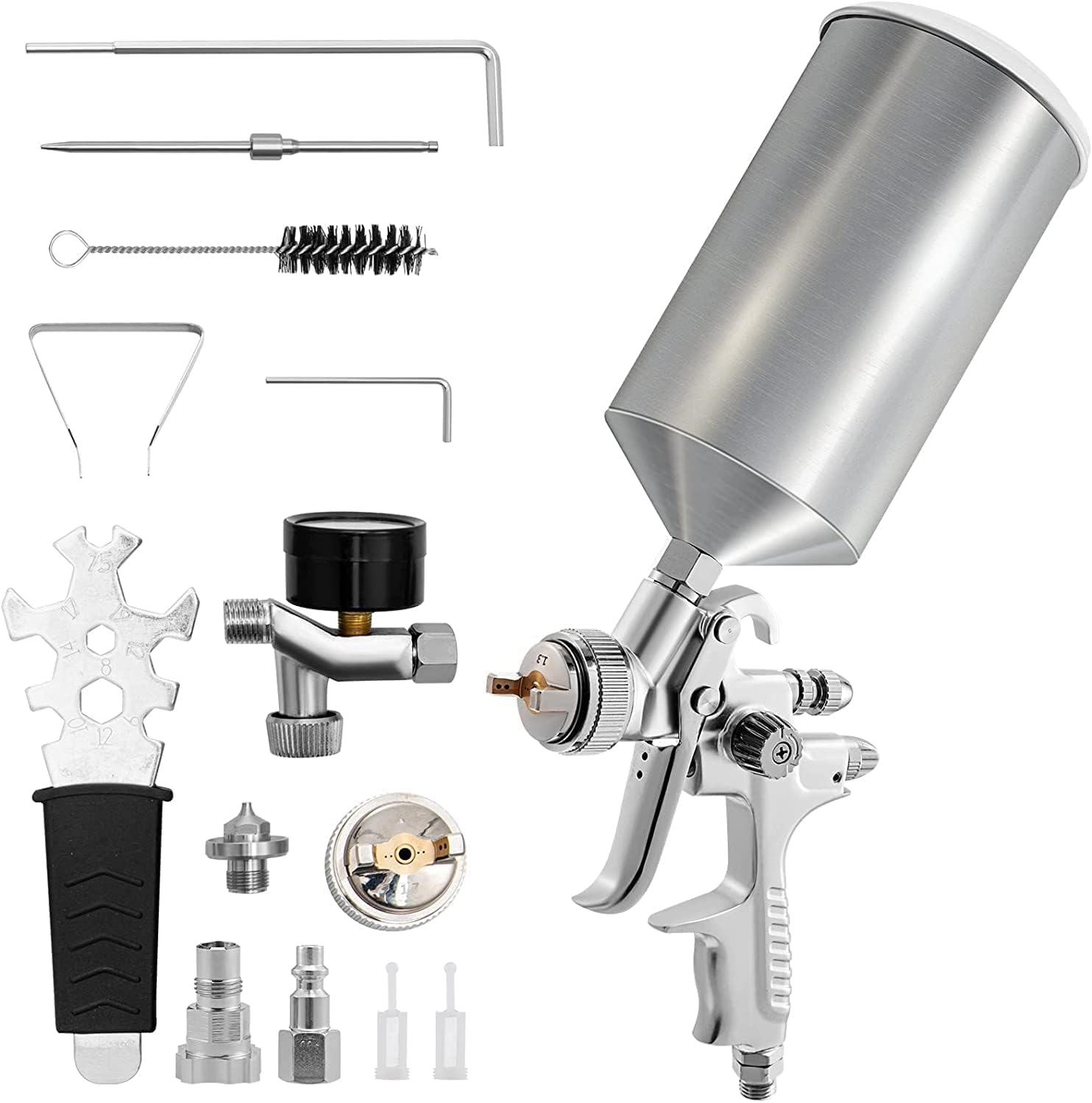 VEVOR LVLP – Pistola pulverizadora de pintura automática, pistola pulverizadora de pintura de alto rendimiento con 3 boquillas de 1.31.40.071 in,