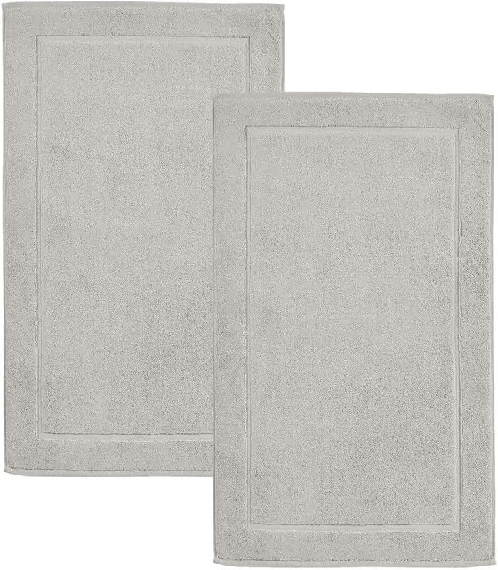 Hammam Linen – Tapetes de baño, 53 x 86 cm, paquete de 2, 100 % algodón, hilado en anillo, diseño de bandas, altamente absorbentes, lavables a