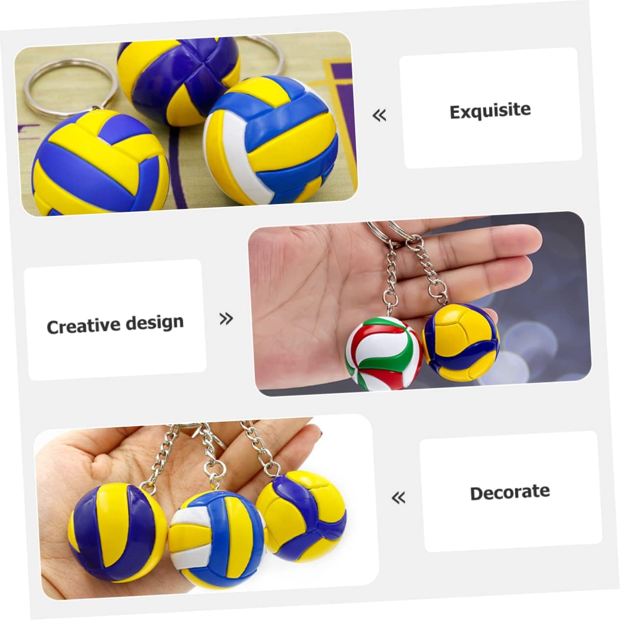 Veemoon 3 llaveros de voleibol para niños, llaveros para mochilas, accesorios de mochila, llaveros de voleibol, adorables llaveros de voleibol,