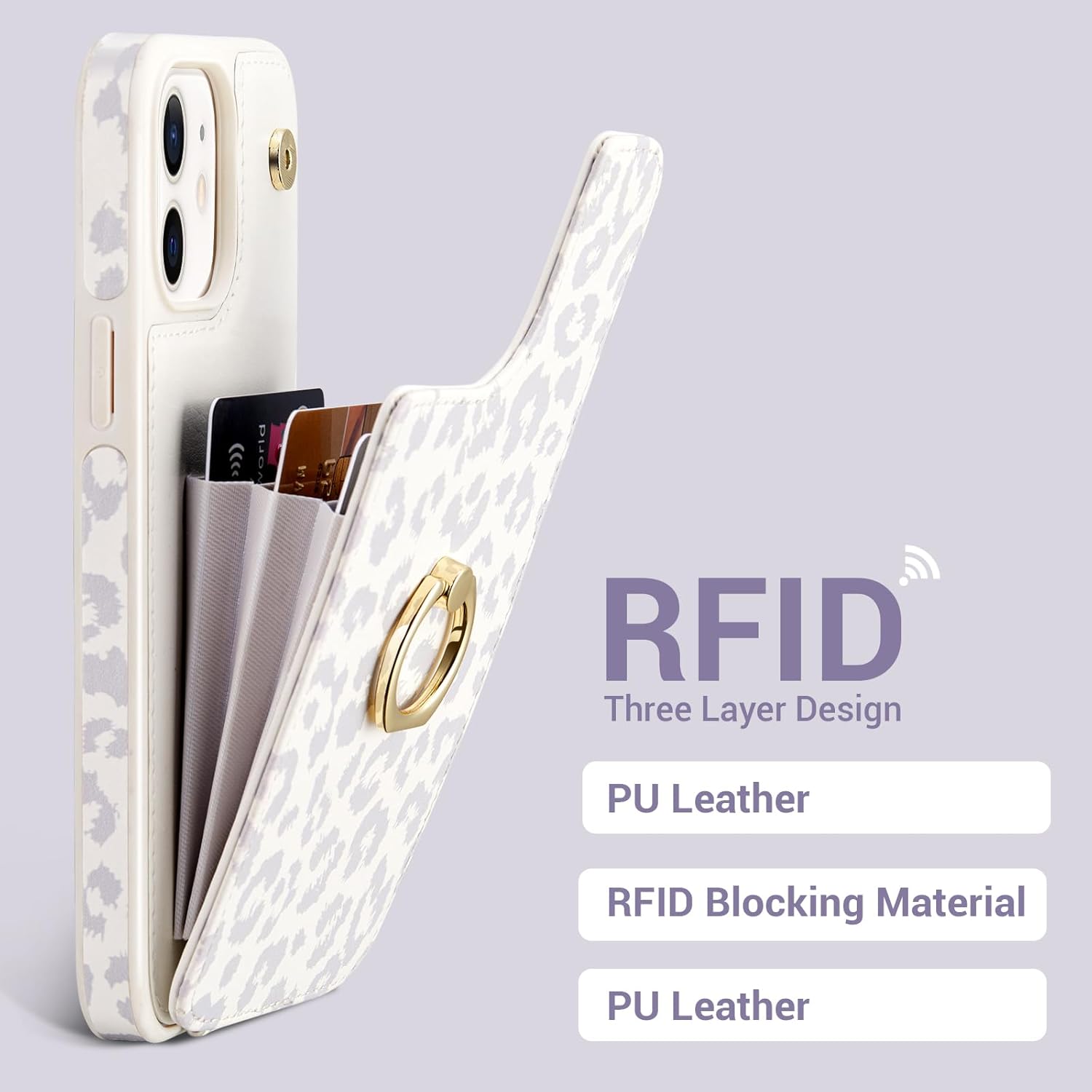 Elteker Funda para iPhone 11 con soporte para tarjetas, funda tipo cartera para iPhone 11 para mujer con soporte de anillo, bloqueo RFID, ranuras