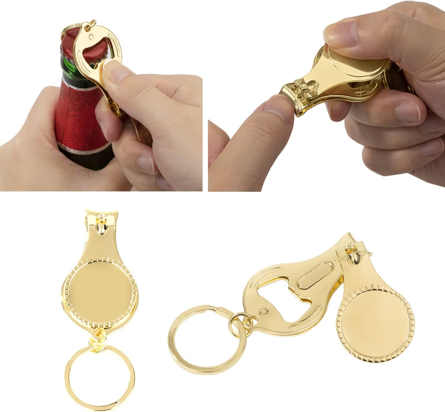 100 piezas de abrebotellas de oro personalizado llavero cortaúñas versátil y duradero, regalos privados personalizados para fiestas, bodas,