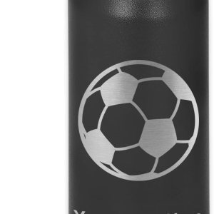 LaserGram Botella de agua con tapa abatible de doble pared de 20 onzas con pajilla, pelota de fútbol, grabado personalizado incluido (negro) LaserGram Botella de agua con tapa abatible de doble pared de 20 onzas con pajilla, pelota de fútbol, grabado personalizado incluido (negro)