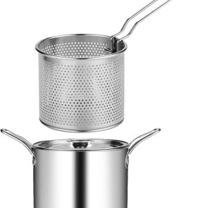 Olla multiusos para freidora, sartén de cocina con cesta coladora, olla japonesa de tempura para cocina, hogar, fiesta Olla multiusos para freidora, sartén de cocina con cesta coladora, olla japonesa de tempura para cocina, hogar, fiesta