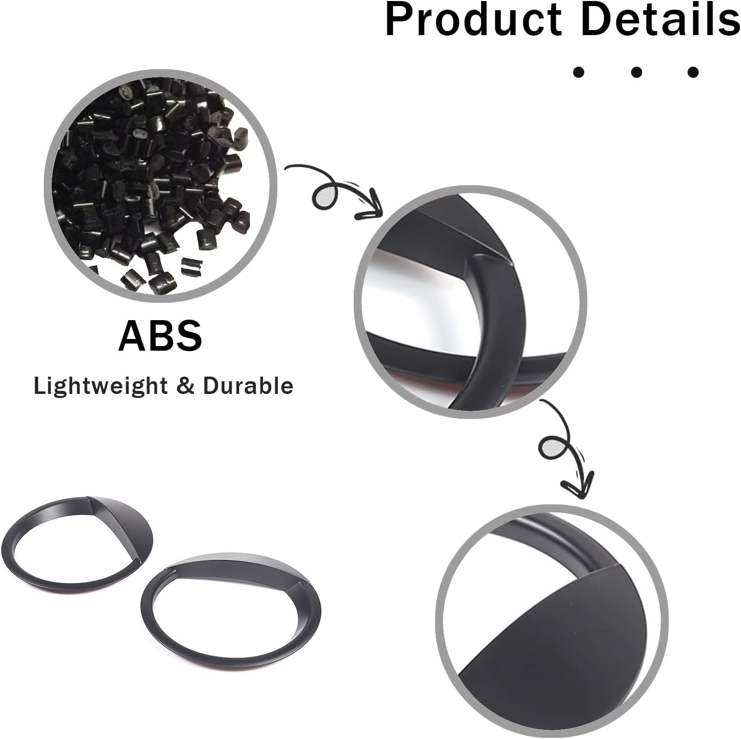 Recortes para faros delanteros para Toyota FJ Cruiser 2007-2021, 1 par de ABS para faros delanteros de coche, cubierta de párpados para cejas,