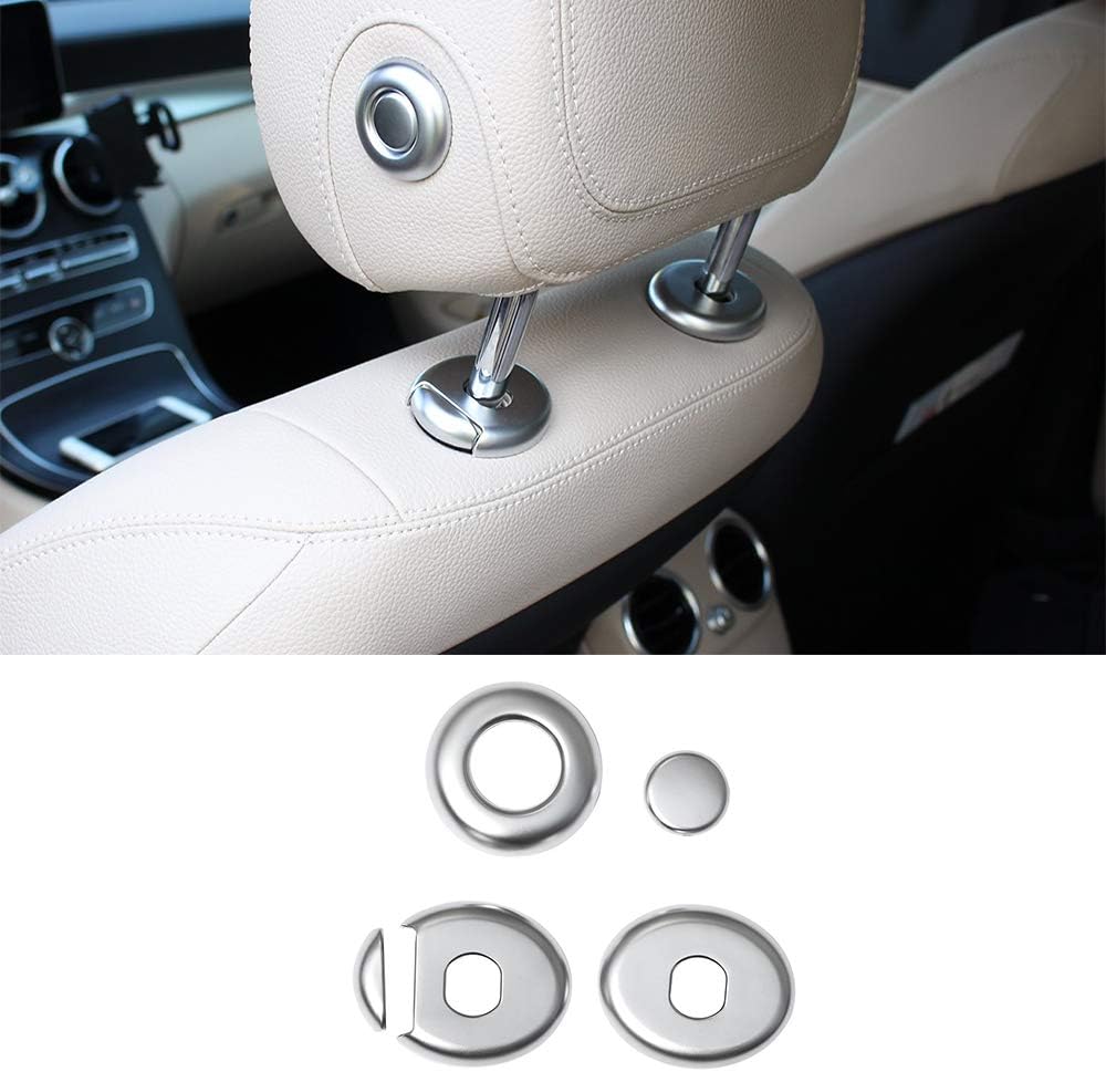 YIWANG Para Mercedes Benz Clase C W205 C180 C200 C260 2015 2016 ABS cromo estilo reposacabezas botón cubierta accesorios (5 piezas)