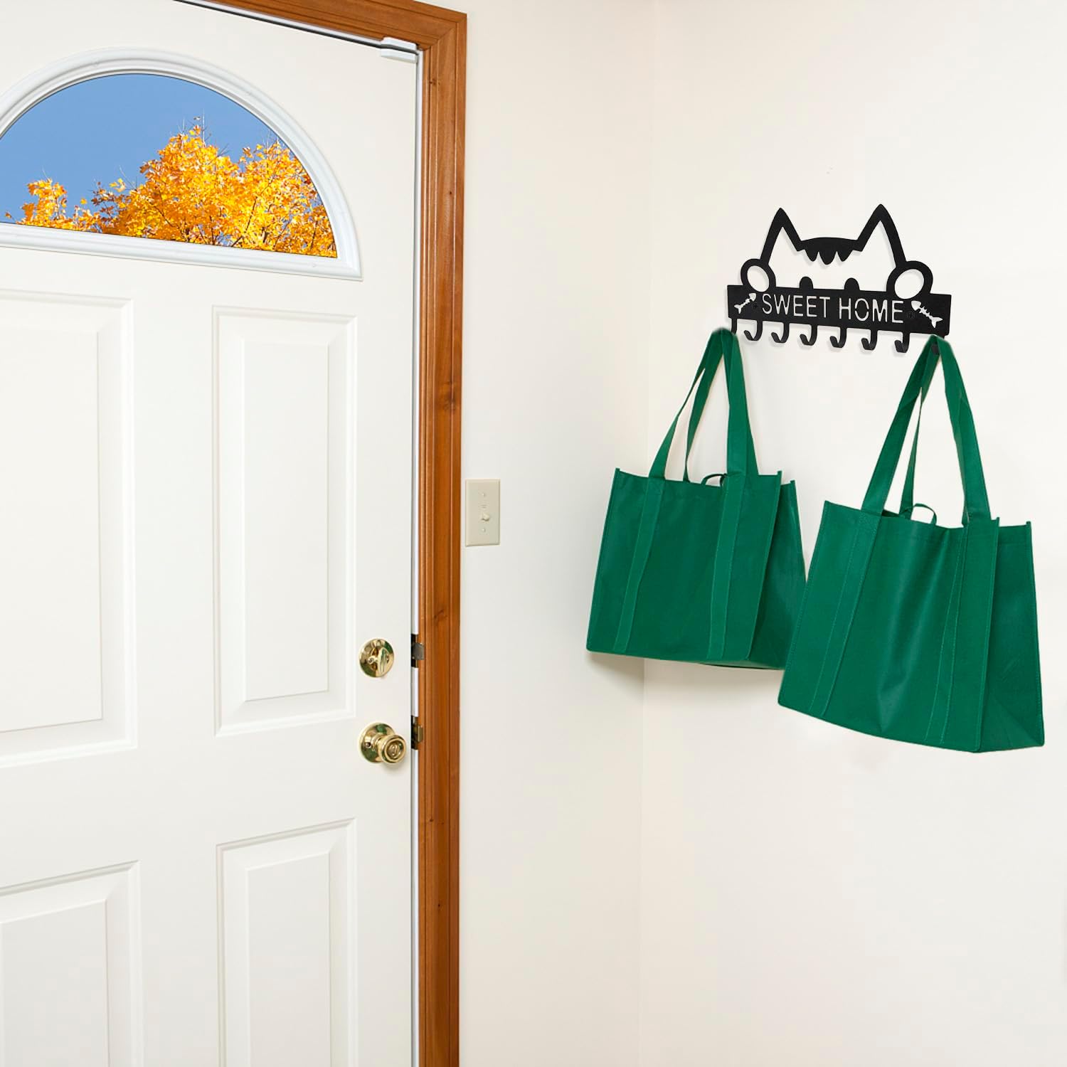 Soporte para llaves de gato para pared, decorativo, moderno, gancho para abrigos, lindo baño, decoración de pared para puerta delantera, entrada,
