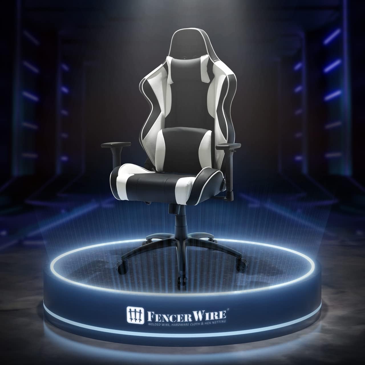 Fencer Wire Silla ergonómica para videojuegos de lujo, silla ergonómica de cuero con respaldo alto, altura ajustable con elevación de gas comercial,