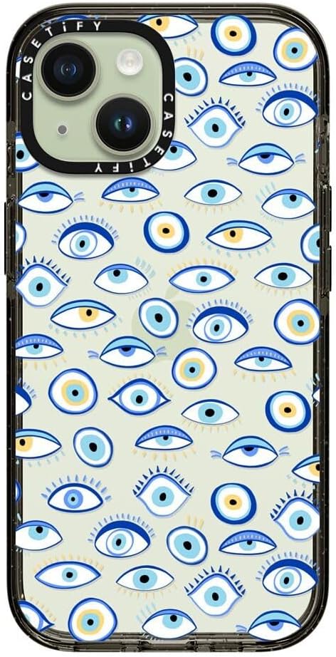 CASETiFY Impact – Funda para iPhone 15 4 veces probada contra caídas de grado militar, protección contra caídas de 8.2 pies  Estampado de ojos  azul