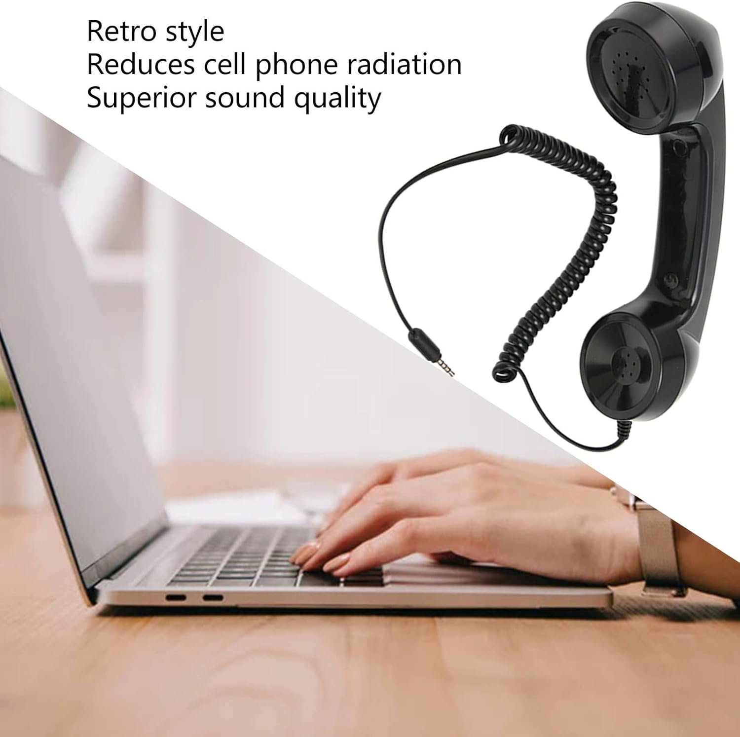 CCYLEZ Auricular de teléfono retro de 0.138 in, micrófono para teléfono celular, receptor de teléfono celular, mini receptor de mano, teléfono