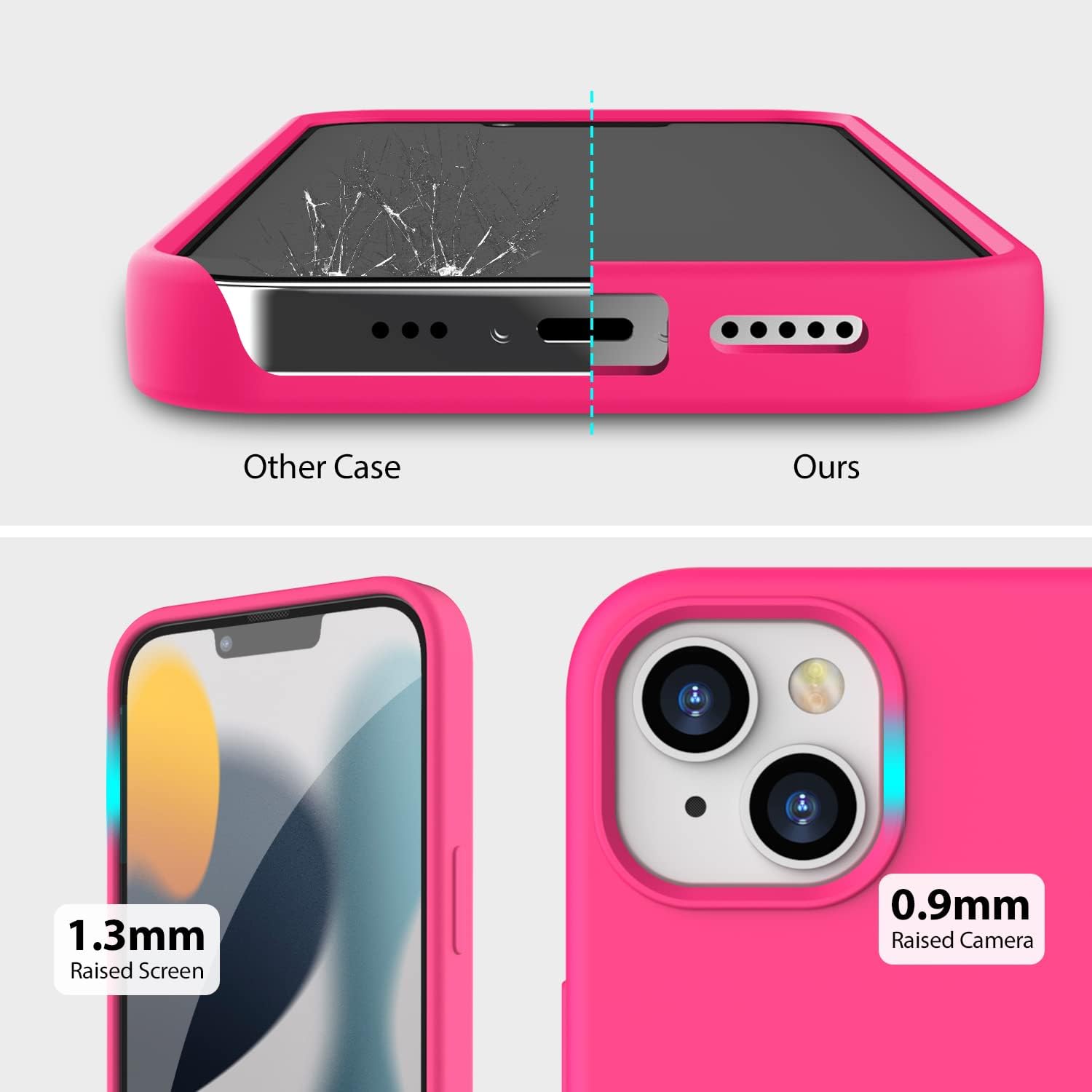Zuslab Funda de silicona real compatible con Apple iPhone 13 de 6.1 pulgadas (2021), silicona líquida antiarañazos, goma de gel, a prueba de golpes,