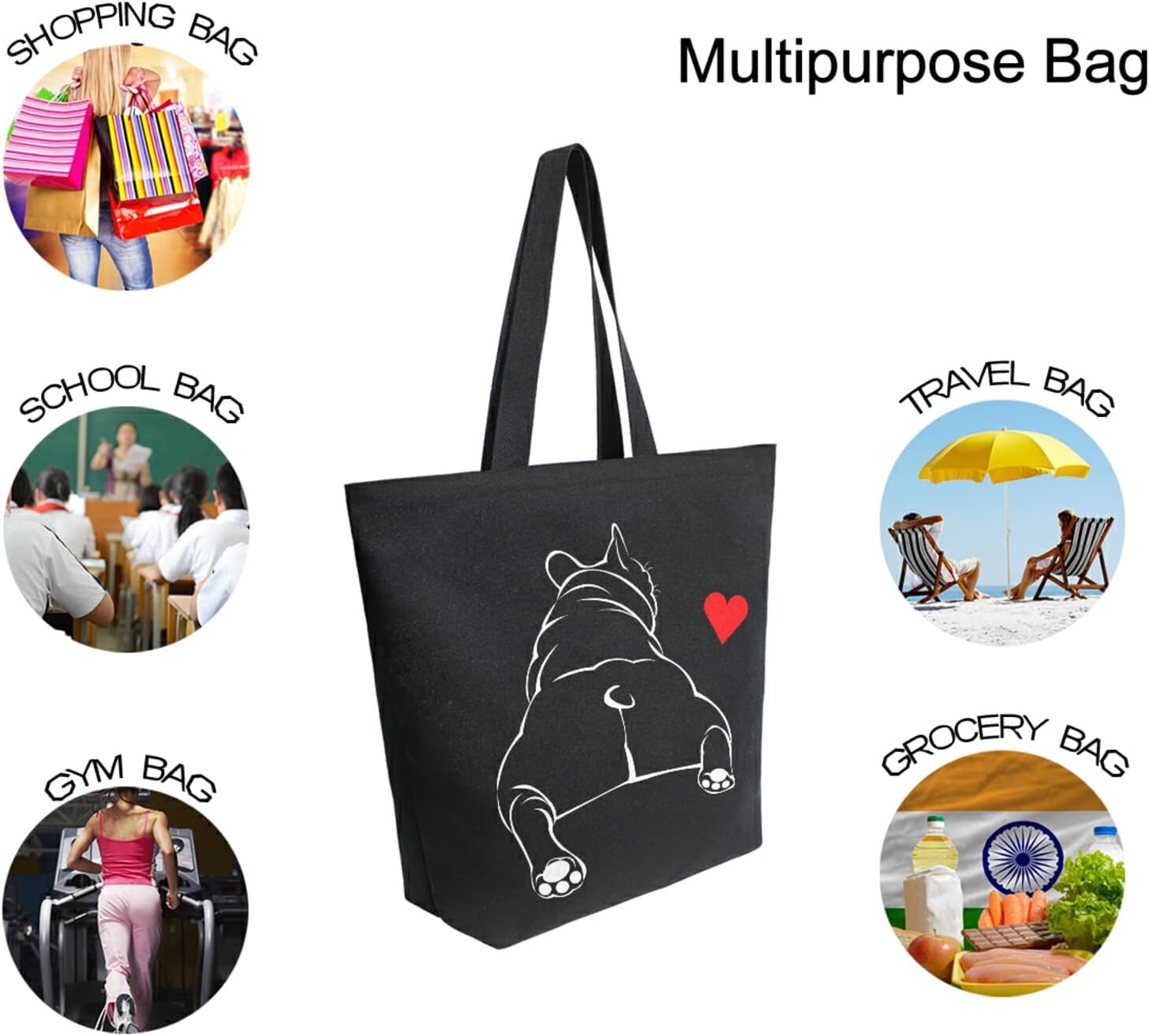 ALAZA Reusable Tote Bag Women Large Casual Handbag Shoulder Bags for Shopping Groceries Travel