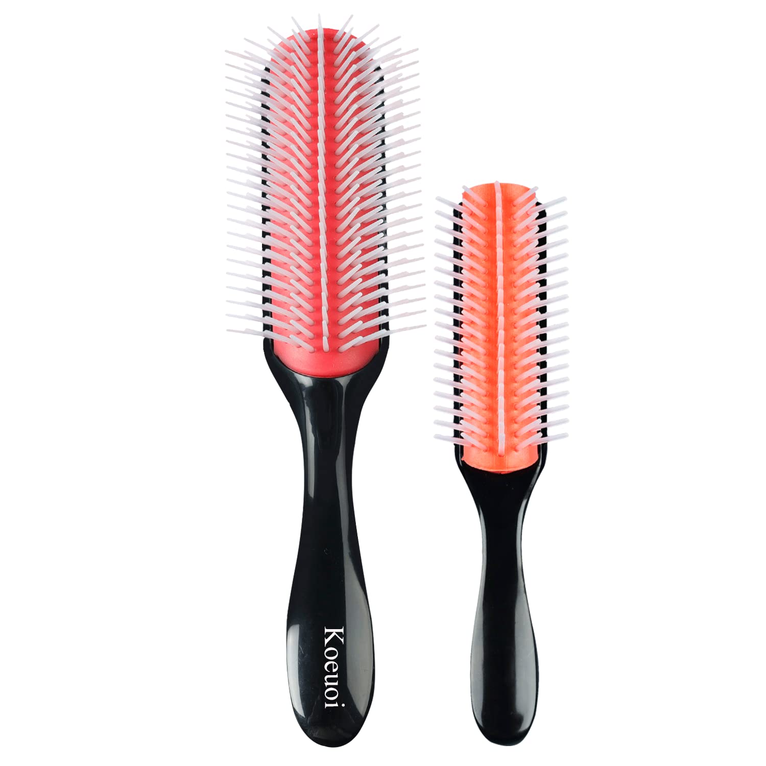 Cepillo de pelo clásico para cabello rizado húmedo o seco. Cepillo negro de 9 filas para desenredar, separar, dar forma