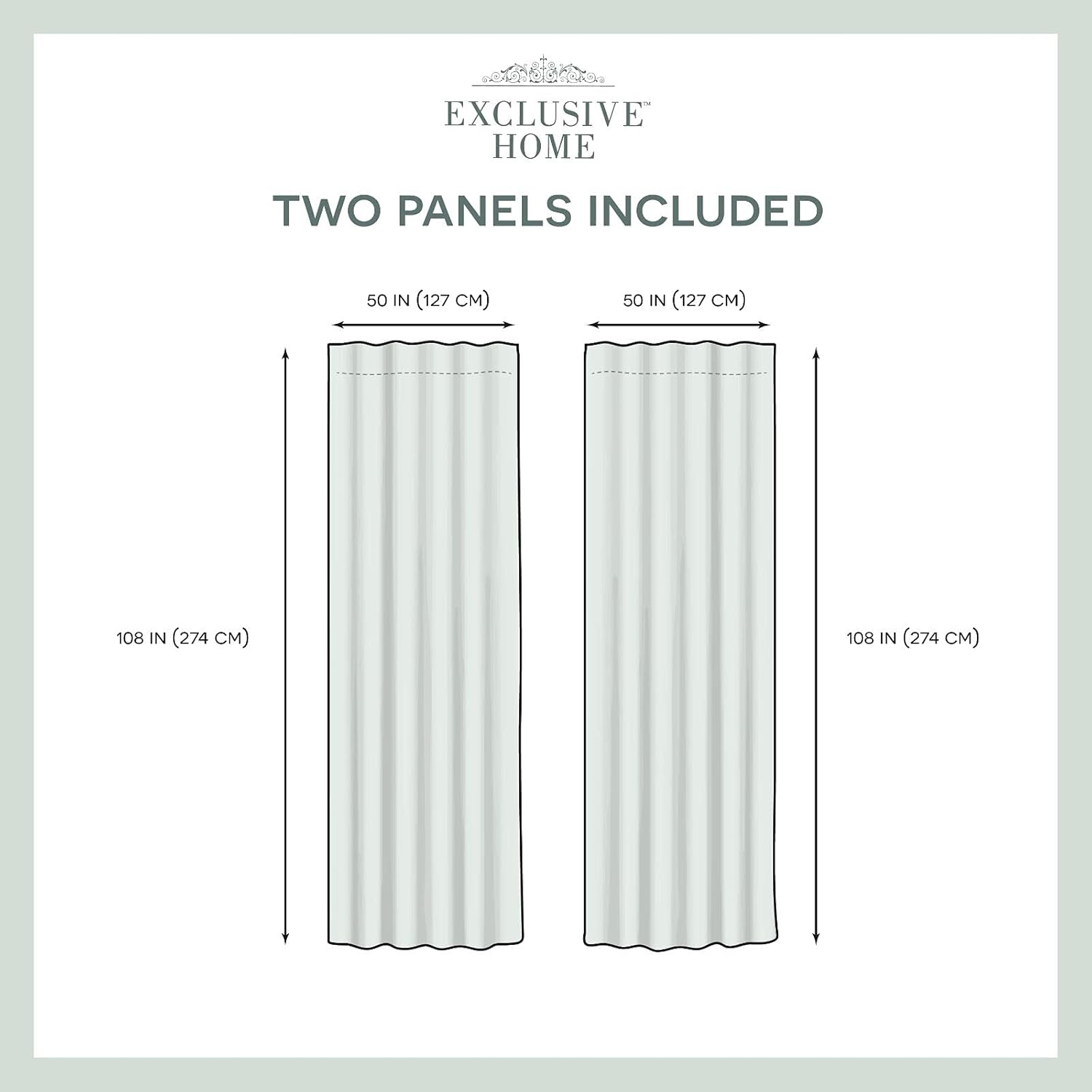 Exclusive Home – Par de paneles de cortinas belgas transparentes con pestañas ocultas en la parte superior, 50 x 108 pulgadas, copo de nieve