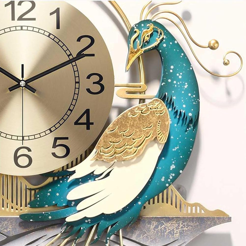 Peacock Wall Clock, Decorative Clock, Creative Modern Decoration Clock for Living Room Clock, Silent Wall Watch Quartz 82 * 50cm(32.2 * 19.6inch)