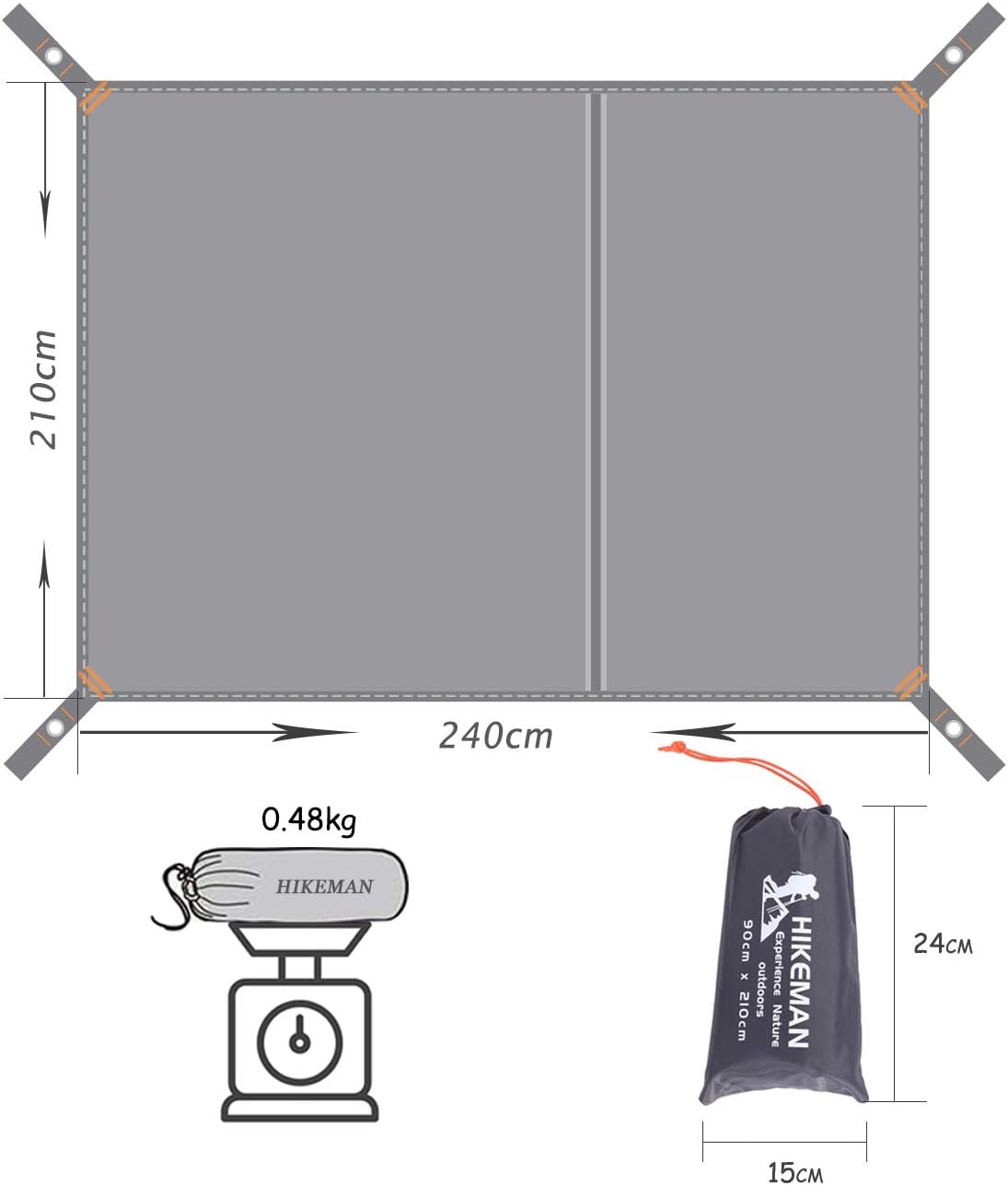 Hikeman Lona impermeable para campamento, huella portátil de tienda de campaña con bolsa de cordón, tela de tierra para senderismo al aire libre