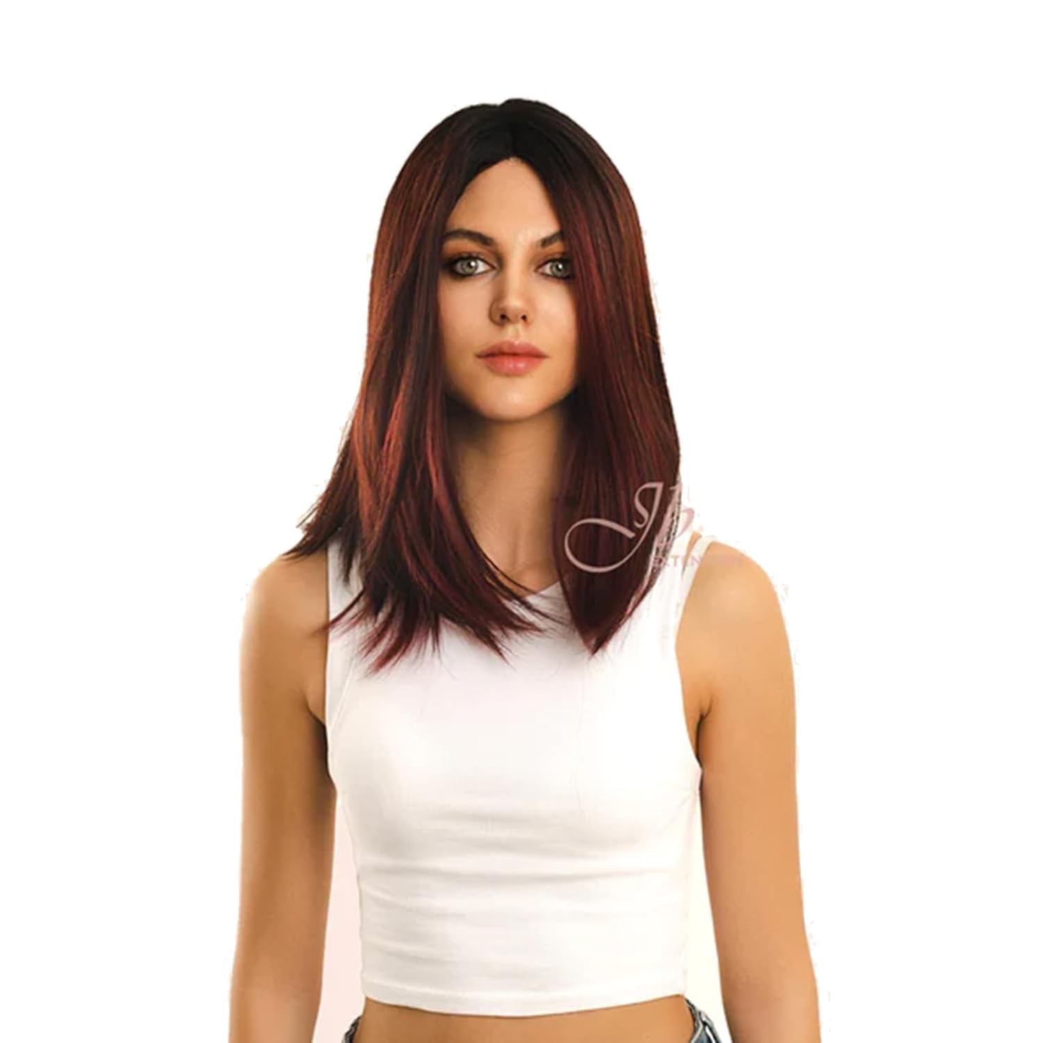 ALEX – Peluca de encaje frontal estilo balayage degradado rojo oscuro para mujer, pelucas sintéticas naturales para uso diario (pelucas de cabello
