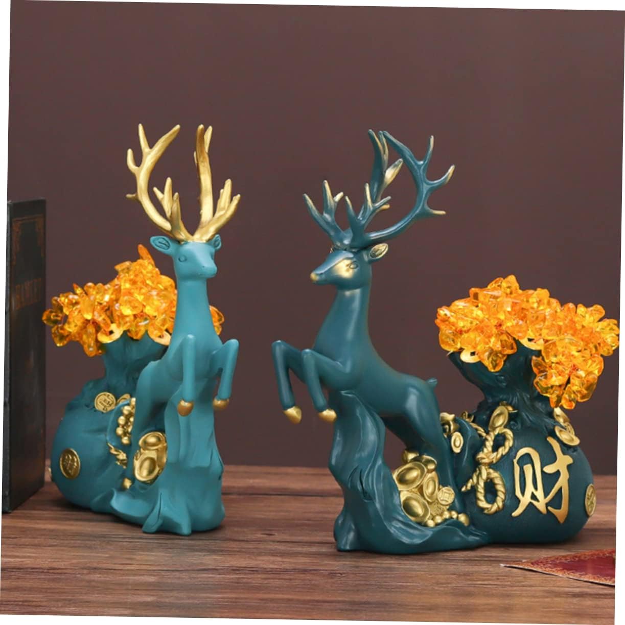 NOLITOY Encantadora estatua de alce 1 unidad, adornos de árbol de la riqueza, árbol de la vida, árbol de la vida, decoración del hogar, accesorios