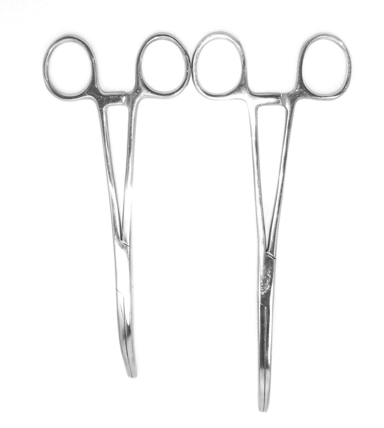 SURGICAL ONLINE Juego de pesca de 2 piezas de 8 pulgadas + 10 pulgadas con pinzas curvadas para hemostato de bloqueo de acero inoxidable